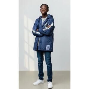 Real Bad Man Spiritual Bass Stadium Jacket Navy Size Medium New Tag Retail $325